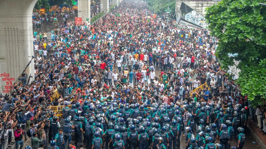 Students in Bangladesh protesting for change.